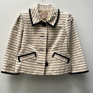 Nanette Lepore Cropped Blazer Cream/Black Buttons